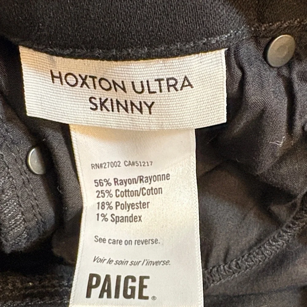 PAIGE Hoxten Ultra skinny Black shiny jeans size 28 like new - Picture 9 of 10